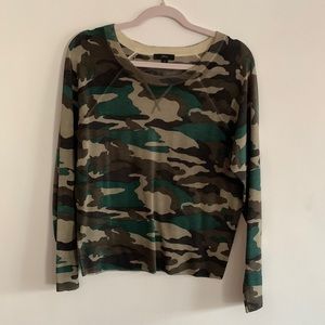 J Crew Camo merino wool top